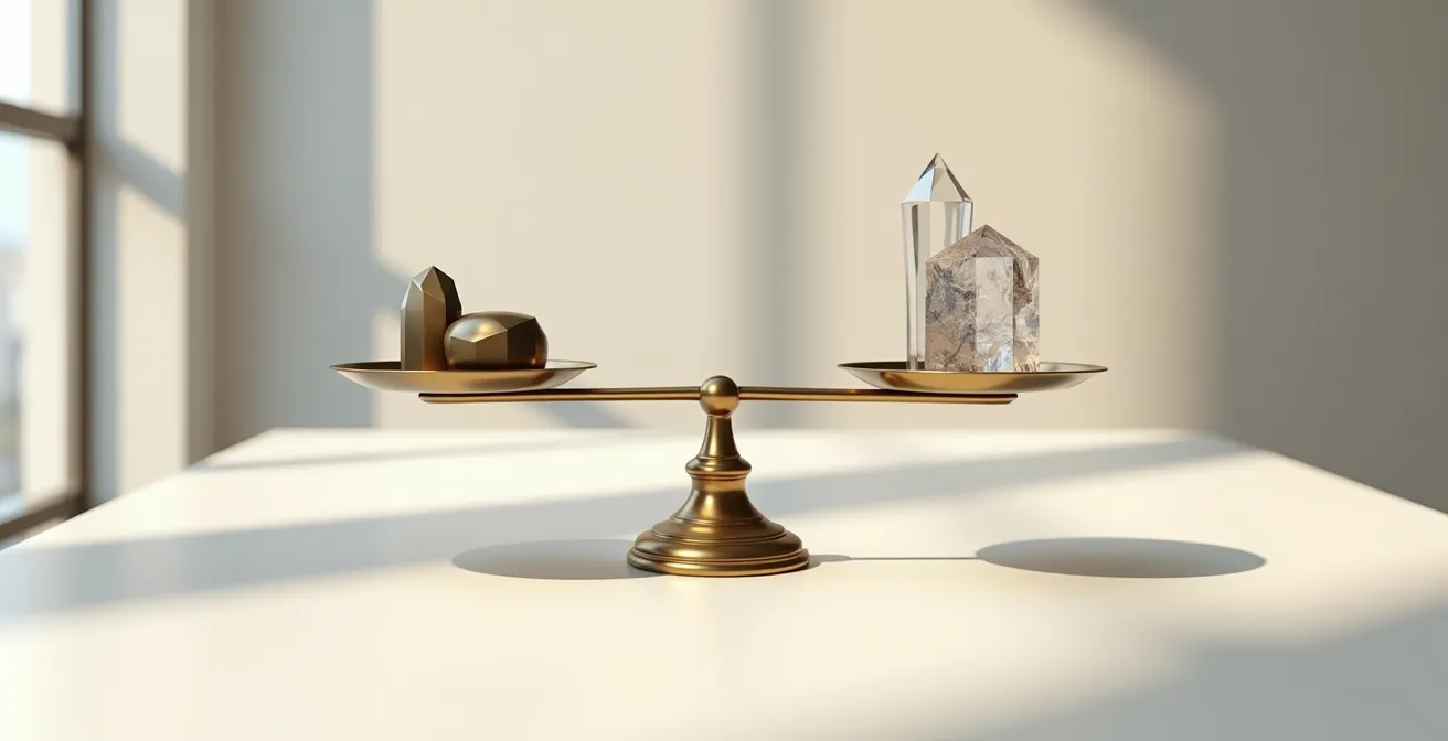 Balance symbolisant l'équilibre entre garanties bancaires et protection du patrimoine