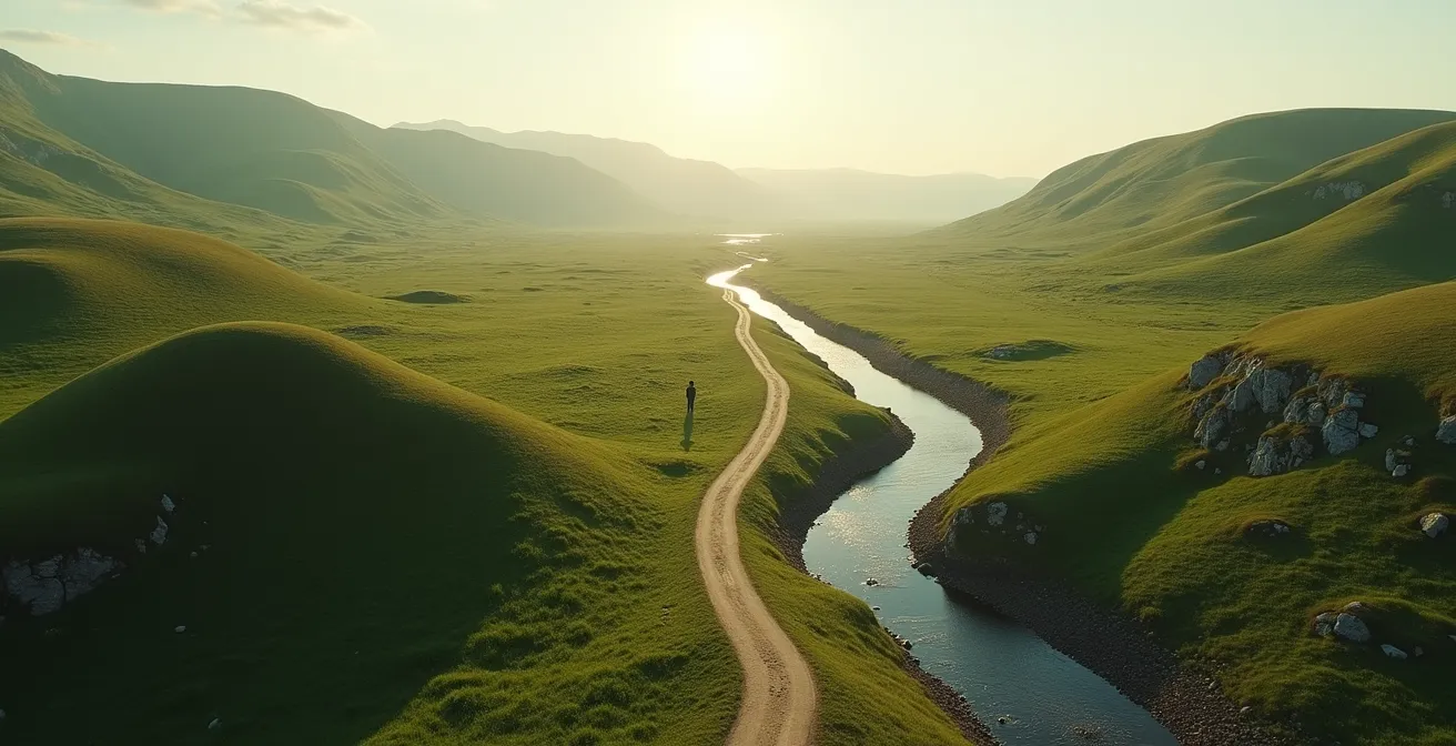 Plusieurs chemins divergents depuis un point central représentant les différents scénarios de croissance possibles