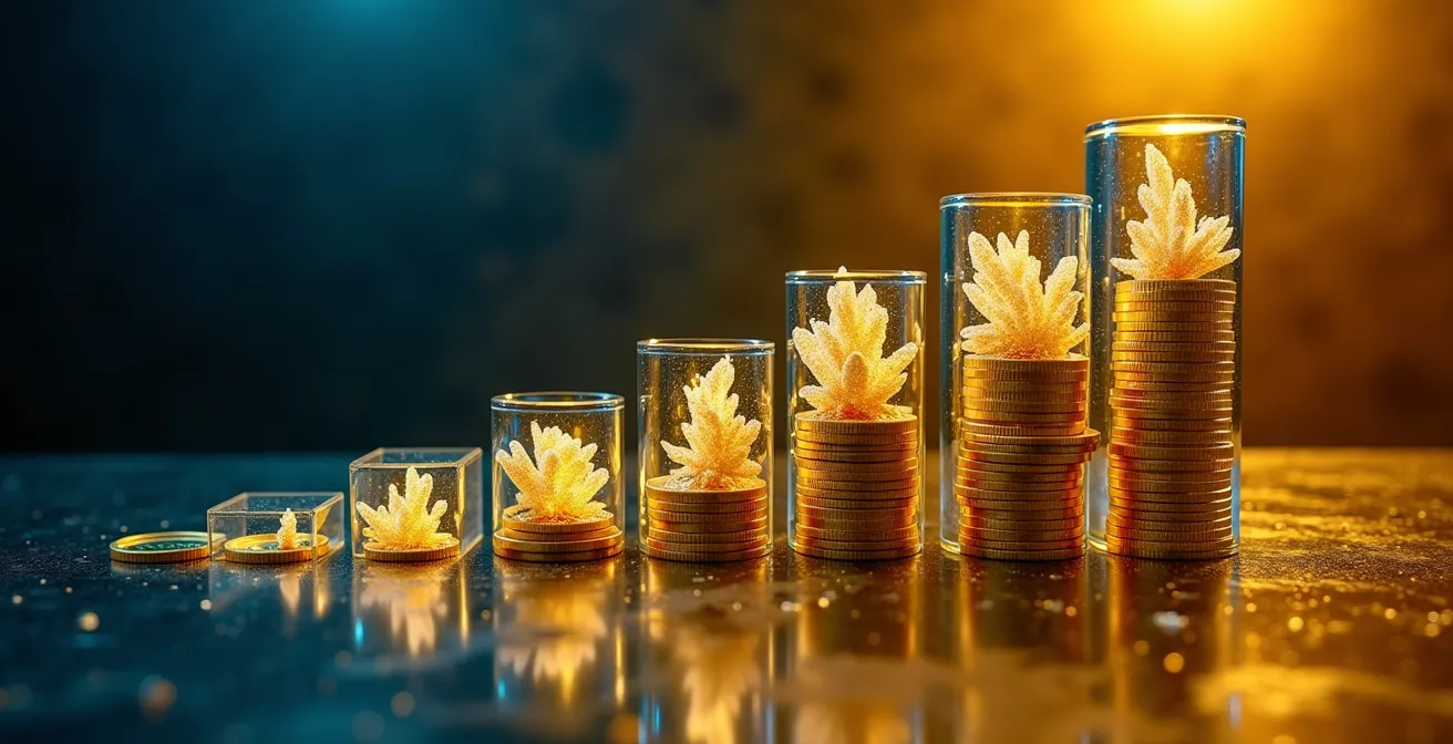 Graphique de croissance financière avec courbes ascendantes dans un environnement d'affaires moderne